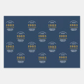 40. Geburtstag 1983 Blauer Gold Name Geschenkpapier Set (Vorderseite 2)