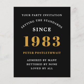 40. Geburtstag 1983 Einladung Black Gold Flyer