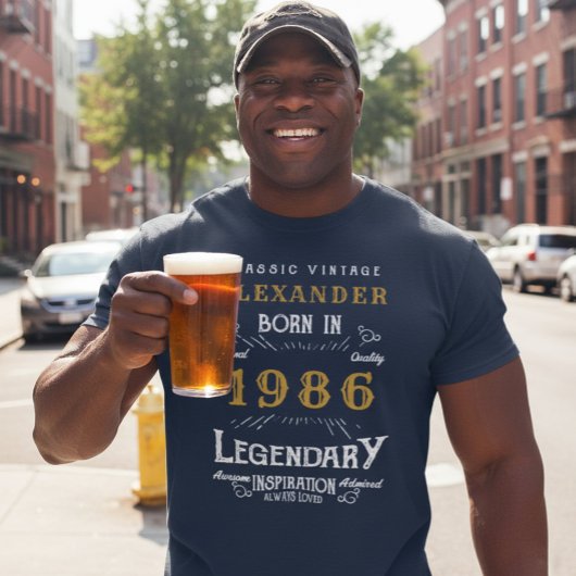 40. Geburtstag 1983 Name Blue Gold Legendary hinzu T-Shirt