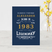 40. Geburtstag 1983 Vintag Blue Legend Gruß Karte (Gelbe Blume)