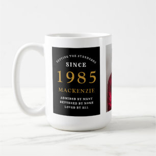 40. Geburtstag 1985 Black Gold Add Name Foto Gross Kaffeetasse