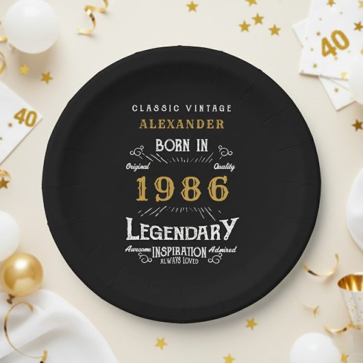 40. Geburtstag 1986 Legendär Retro Pappteller