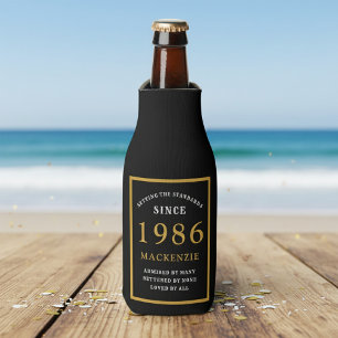 40. Geburtstag 1986 Name Elegant Chic Schwarz Gold Flaschenkühler