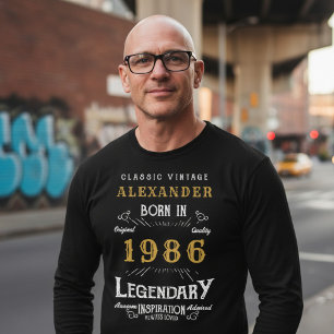 40. Geburtstag 1986 Name hinzufügen Schwarz Gold L T-Shirt