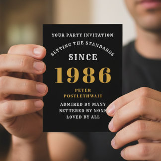40. Geburtstag 1986 Schwarzes Gold Einladung Postkarte