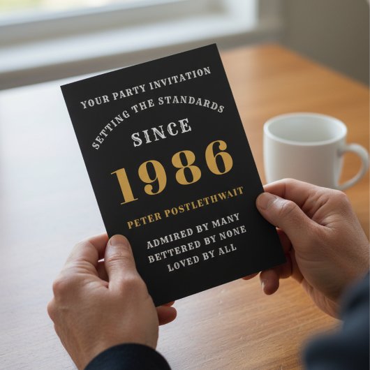 40. Geburtstag 1986 Schwarzes Gold Personalisiert  Einladung