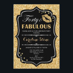 40. Geburtstag - 40 fabelhafte Gold Black Einladung<br><div class="desc">40. Geburtstag Einladung. Elegantes Schwarz-weißes Design mit Imitate Glitzer Gold. Enthält lips Kuss,  Konfetti und Script-Schriftart. Ideal für eine elegante Geburtstagsfeier. 30 Fabelhaft! Nachricht,  wenn Sie weitere Anpassungen benötigen.</div>