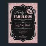 40. Geburtstag - 40 fabelhafte Rose Gold Black Einladung<br><div class="desc">40. Geburtstag Einladung. Elegantes Schwarz-weißes Design mit Imitate Glitzer Rose Gold. Enthält rosa Lippen Kuss,  Konfetti und Script-Schriftart. Ideal für eine elegante Geburtstagsfeier. 30 Fabelhaft! Nachricht,  wenn Sie weitere Anpassungen benötigen.</div>