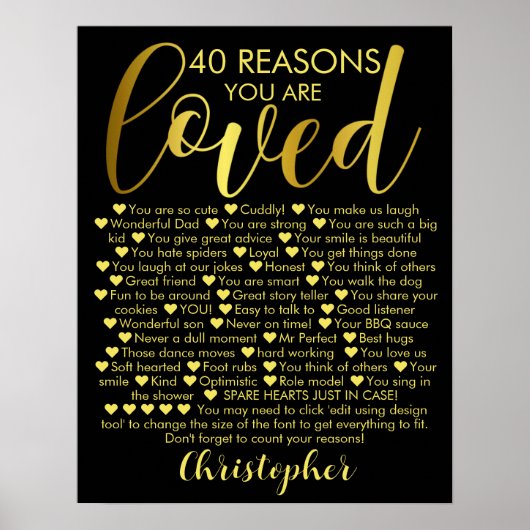 40. Geburtstag 40 Gründe warum Schwarzes Gold Poster (Vorne)