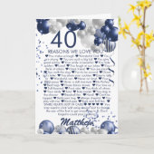 40. Geburtstag 40 Gründe, warum wir Sie blau Liebe Karte (Gelbe Blume)