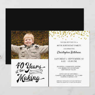 40. Geburtstag 40 JAHRE IM MAKING Gold Confetti Einladung