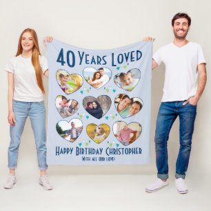 40. Geburtstag 40 Jahre Loved Custom Foto Fleecedecke