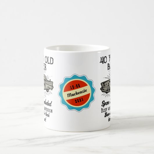 40. Geburtstag 40 Personalisierter Jahrgangswagen Kaffeetasse (Mittel)