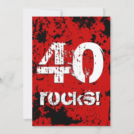 40. Geburtstag 40 Rocks! Grunge Red und Black A08 Einladung