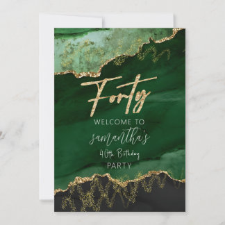 40. Geburtstag 40 Smaragdgrün und Gold-Zeichen Einladung