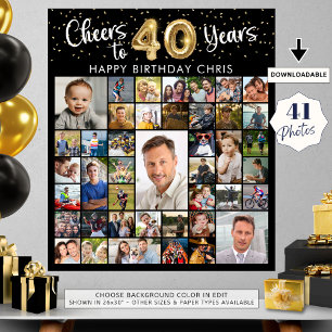 40. Geburtstag 41 Foto Collage freut sich auf 40 J Poster