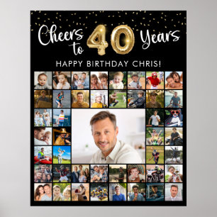 40. Geburtstag 45 Foto Collage freut sich auf 40 J Poster