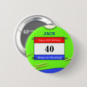 40. Geburtstag Abzeichen für einen Runner (Grünes Button (Vorne & Hinten)