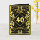 40. Geburtstag Art Deco Gold Black Great Gatsby Karte (Gelbe Blume)
