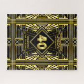 40. Geburtstag Art Deco Gold Black Great Gatsby Puzzle (Horizontal)