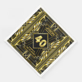 40. Geburtstag Art Deco Gold Black Great Gatsby Serviette (Ecke)