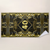 40. Geburtstag Art Deco Gold Black Great Gatsby Strandtuch (Vorderseite)