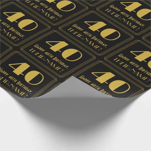 40. Geburtstag ~ Art Deco Inspiriert Look "40", Na Geschenkpapier (Ecke)
