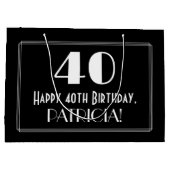 40. Geburtstag: Art Deco Inspiriert Stil "40", Nam Große Geschenktüte (Rückseite)