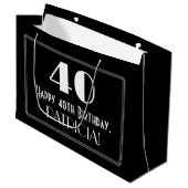 40. Geburtstag: Art Deco Inspiriert Stil "40", Nam Große Geschenktüte (Vorderseite Schrägansicht)