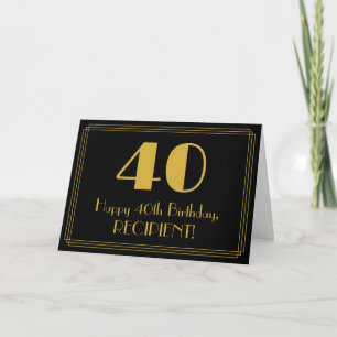 40. Geburtstag: Art Deco inspiriertes Aussehen "40 Karte