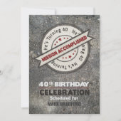 40. Geburtstag, Auftrag vollendet, Einladung (Vorderseite)