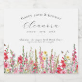 40. Geburtstag August Geburtstag Blume Party Liefe Schaumweinetikett (Einzelnes Label)