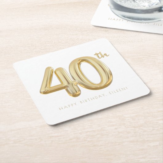 40. Geburtstag Ballon Party Rechteckiger Pappuntersetzer (angewinkelt)