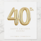 40. Geburtstag Ballon Party Weinetikett (Einzelnes Label)