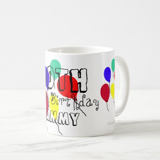 40. Geburtstag Balloons Personalisiert Meilenstein Kaffeetasse (VorderseiteRechts)