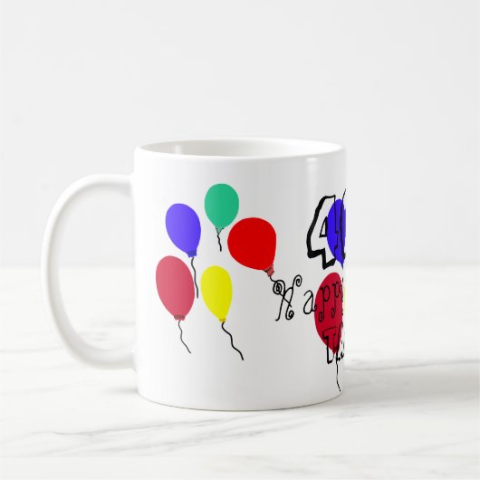 40. Geburtstag Balloons Personalisiert Meilenstein Kaffeetasse (Links)