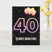 40. Geburtstag Balloons und Confetti Karte (Gelbe Blume)