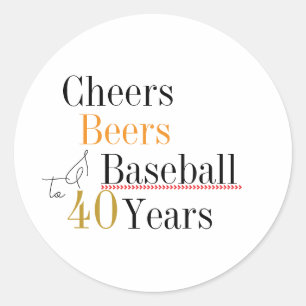 40. Geburtstag Baseball Cheers and Biere Party Runder Aufkleber