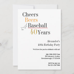 40. Geburtstag Baseball Cheers Beers 40 Jahre Part Einladung