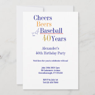 40. Geburtstag Baseball Cheers Biere Minimales Par Einladung