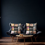 40. Geburtstag benutzerdefinierte Foto Collage Fra Kissen<br><div class="desc">Ein einzigartiges Geschenk für eine Frau 40. Geburtstag,  feiert ihr Leben mit einer Collage von 8 Ihrer eigenen Fotos,  Bilder. Personalisieren und fügen Sie ihren Namen,  Alter 40 und ein Datum. Ein schicker schwarzer Hintergrund. Graue und weiße Buchstaben und Zahlen. Der Name ist mit einem modernen handgeschriebenen Stilskript geschrieben.</div>