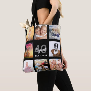 40. Geburtstag benutzerdefinierte Foto Collage Fra Tasche