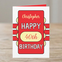 40. Geburtstag benutzerdefinierter Name rot gelb