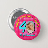 40. Geburtstag Benutzerdefiniertes Foto Retro Pers Button (Vorne & Hinten)