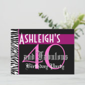 40. Geburtstag Benutzerdefiniertes Template - Zebr Einladung (Stehend Vorderseite)