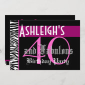 40. Geburtstag Benutzerdefiniertes Template - Zebr Einladung (Vorne/Hinten)