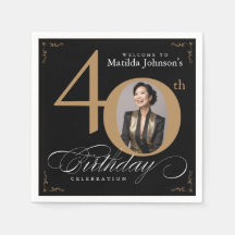 40. Geburtstag Black Gold Calligrafy Custom Foto
