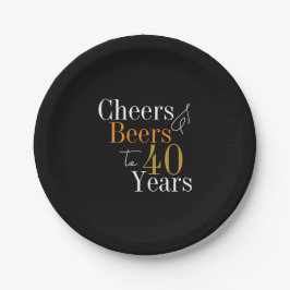 40. Geburtstag Black Gold Cheers and Biere Party Pappteller