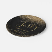 40. Geburtstag Black Gold Glitzer Sparkle Name Pappteller (Schrägansicht)