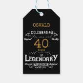 40. Geburtstag Black Gold Legendary Vintag Geschenkanhänger (Vorderseite)